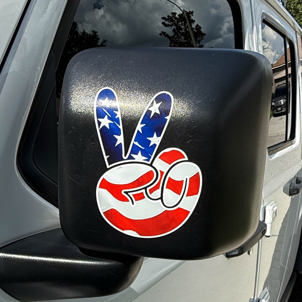 American Flag Peace Wave Left & Right Mirrors Vinyl Fits All Jeeps